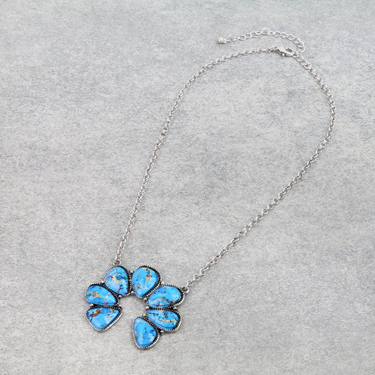 Western Squash Blossom Stone Necklace