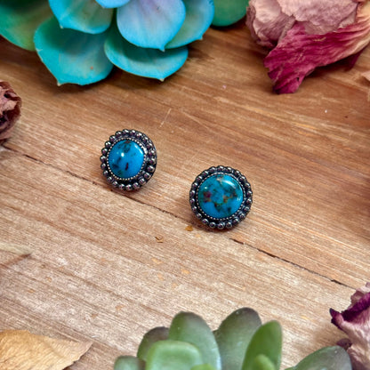MJ Round Turquoise Stud Earrings