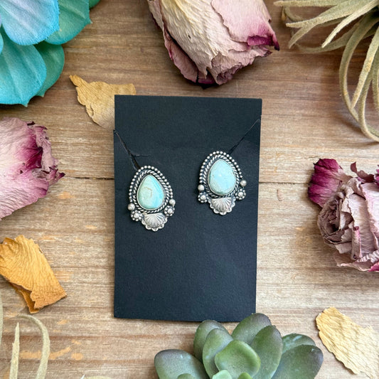 34 - Sterling Silver Dry Creek Turquoise Stud Earrings by Shay Pfeiffer