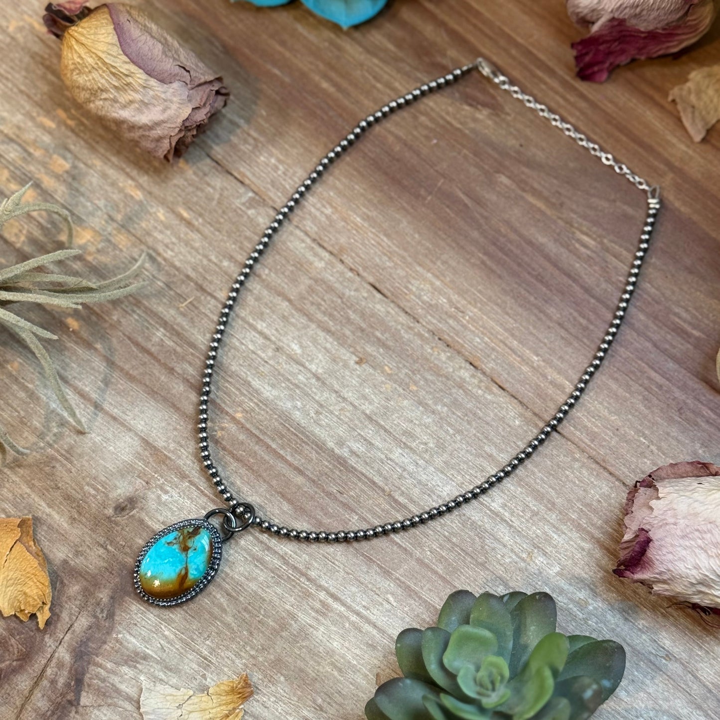 FREE Sterling Silver Pearl Necklace + MJ Oval Turquoise Pendant