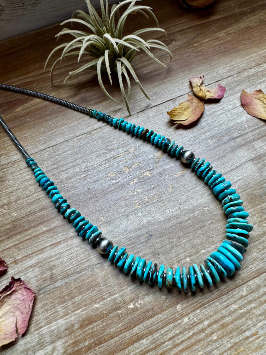 22 inch Graduated Blue necklace with Sterling silver pearls