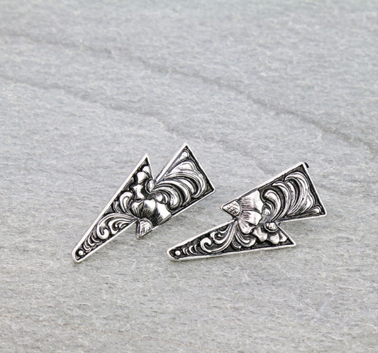 Floral Casting Lightning Stud Earrings