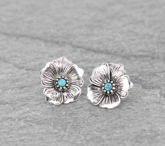 Flower Casting Stud Earrings