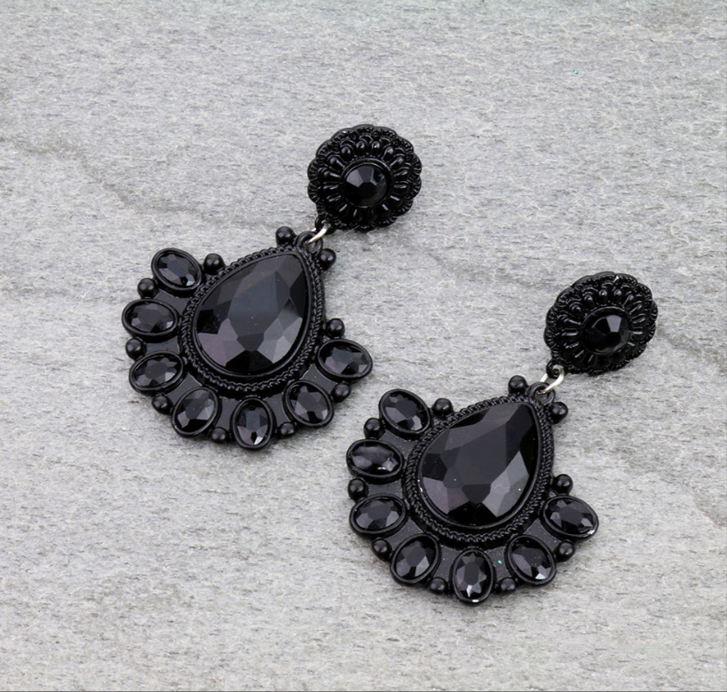 Western Concho Casting Stone Stud Earrings