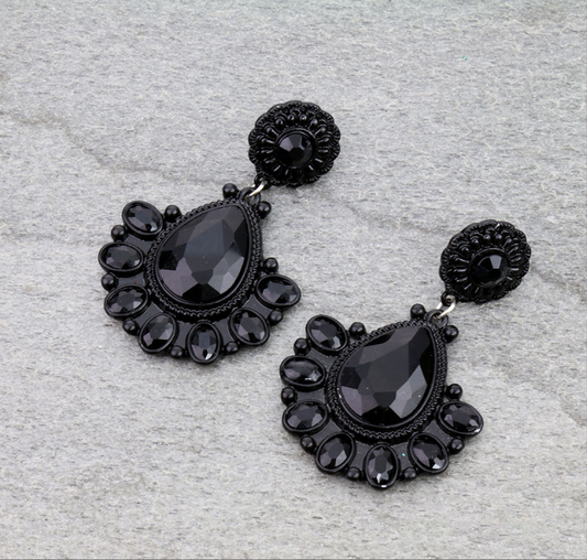 Western Concho Casting Stone Stud Earrings