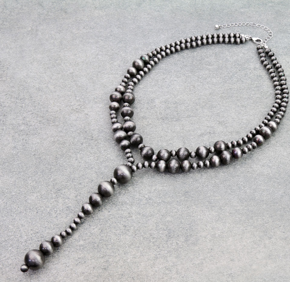 Western Navajo Style Pearl Y Necklace