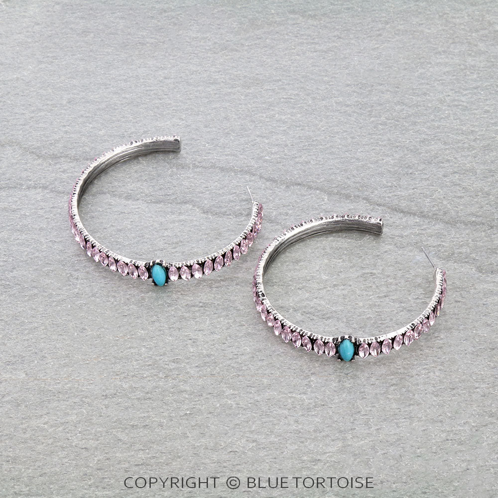 Western Stone Hoop Earrings