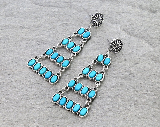 Western Style Stone Drop Stud Earrings