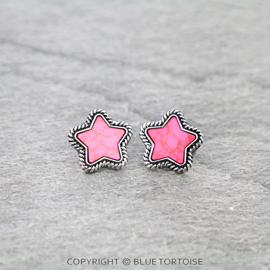 Western Star Stone Stud Earrings