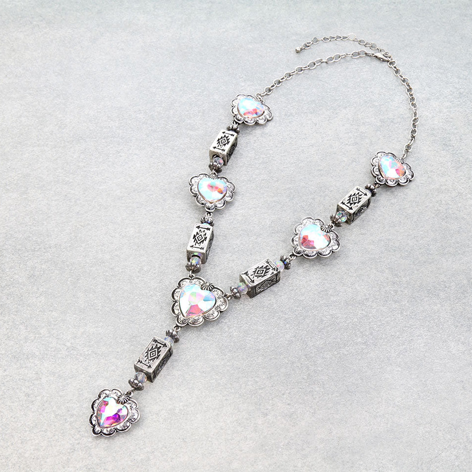 Western Heart Cylinder Bead Necklace