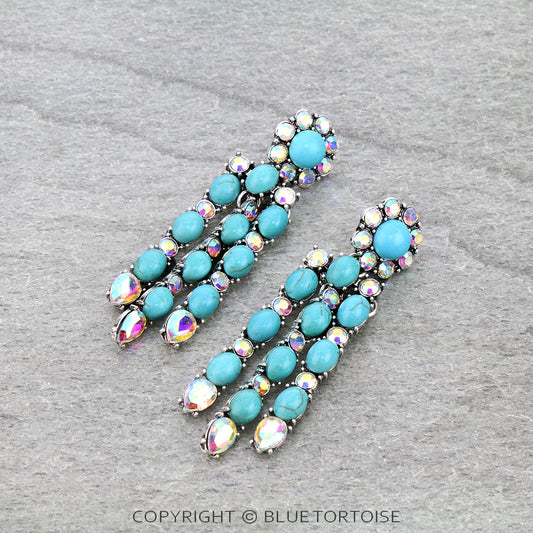 Western Style Stone Drop Stud Earrings