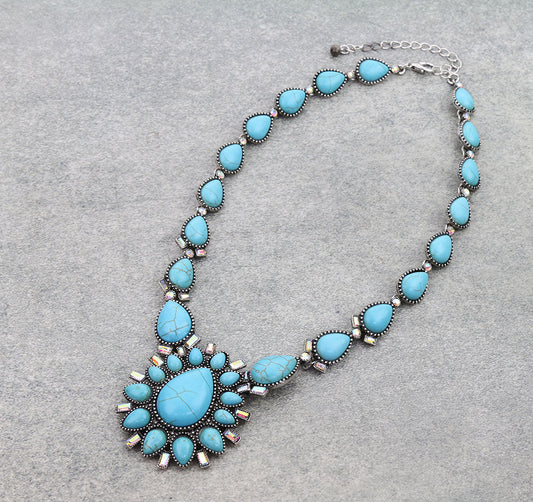 Western Rectangle Stone Necklace
