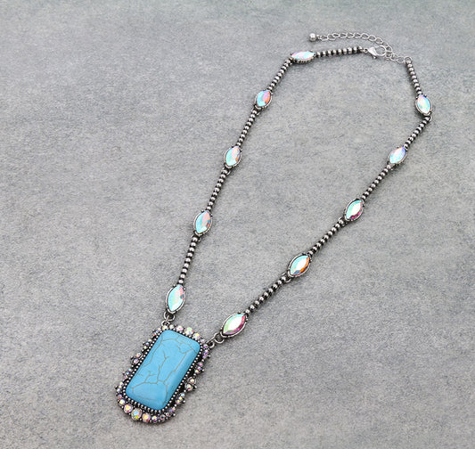 Western Rectangle Stone Necklace