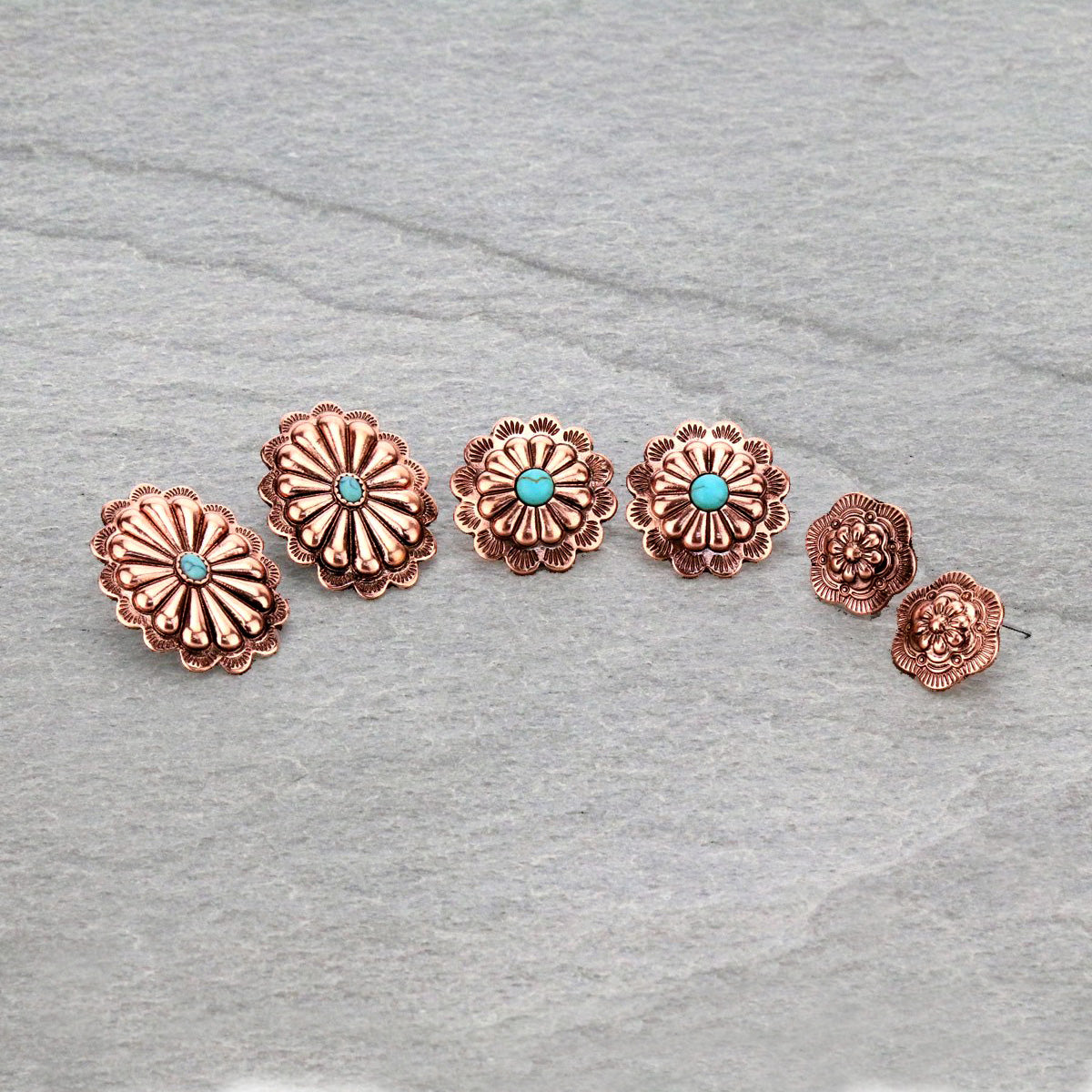 3 Pair Western Concho Earring Set