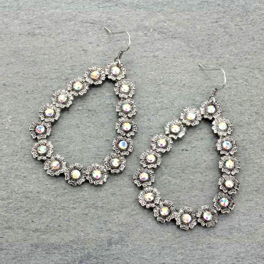 Teardrop Rhinestone Fish Hook Earrings
