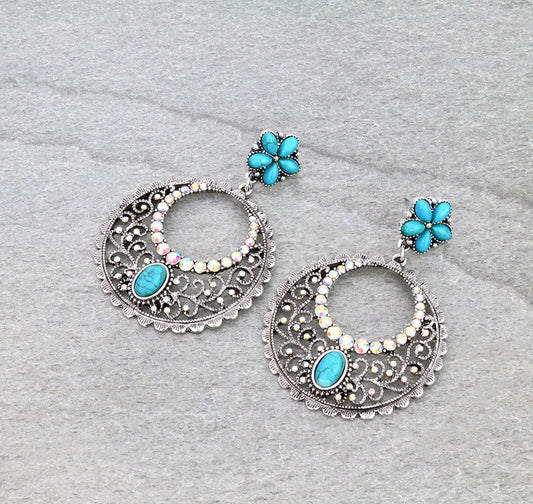 Western Style Stone Stud Earrings