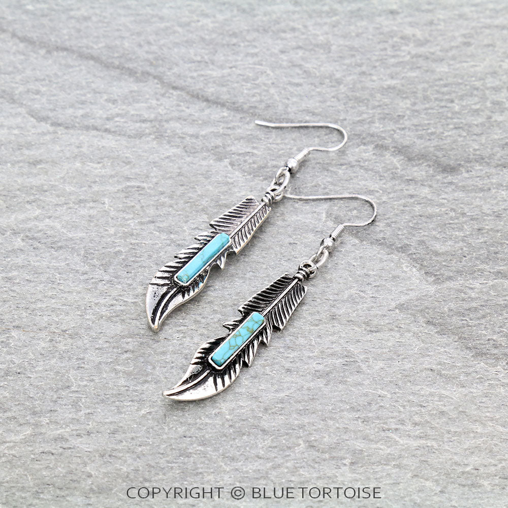 Western Feather Dangle Earrings