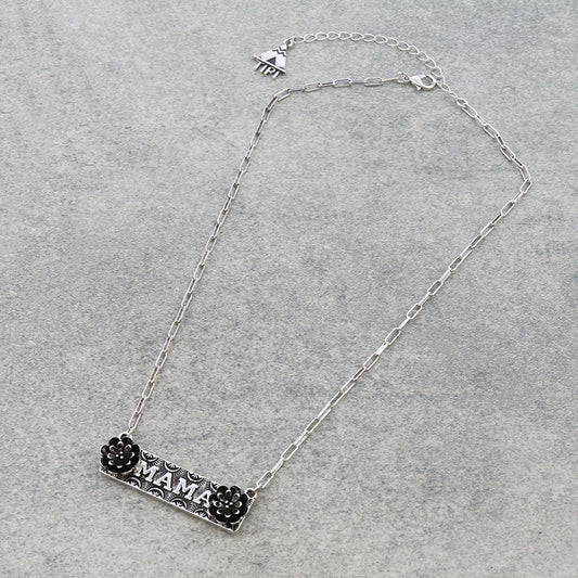Western MAMA Flower Bar Necklace