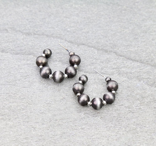 Navajo Style Pearl Hoop Earrings