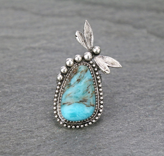 Western Dragonfly Stone Stretch Ring