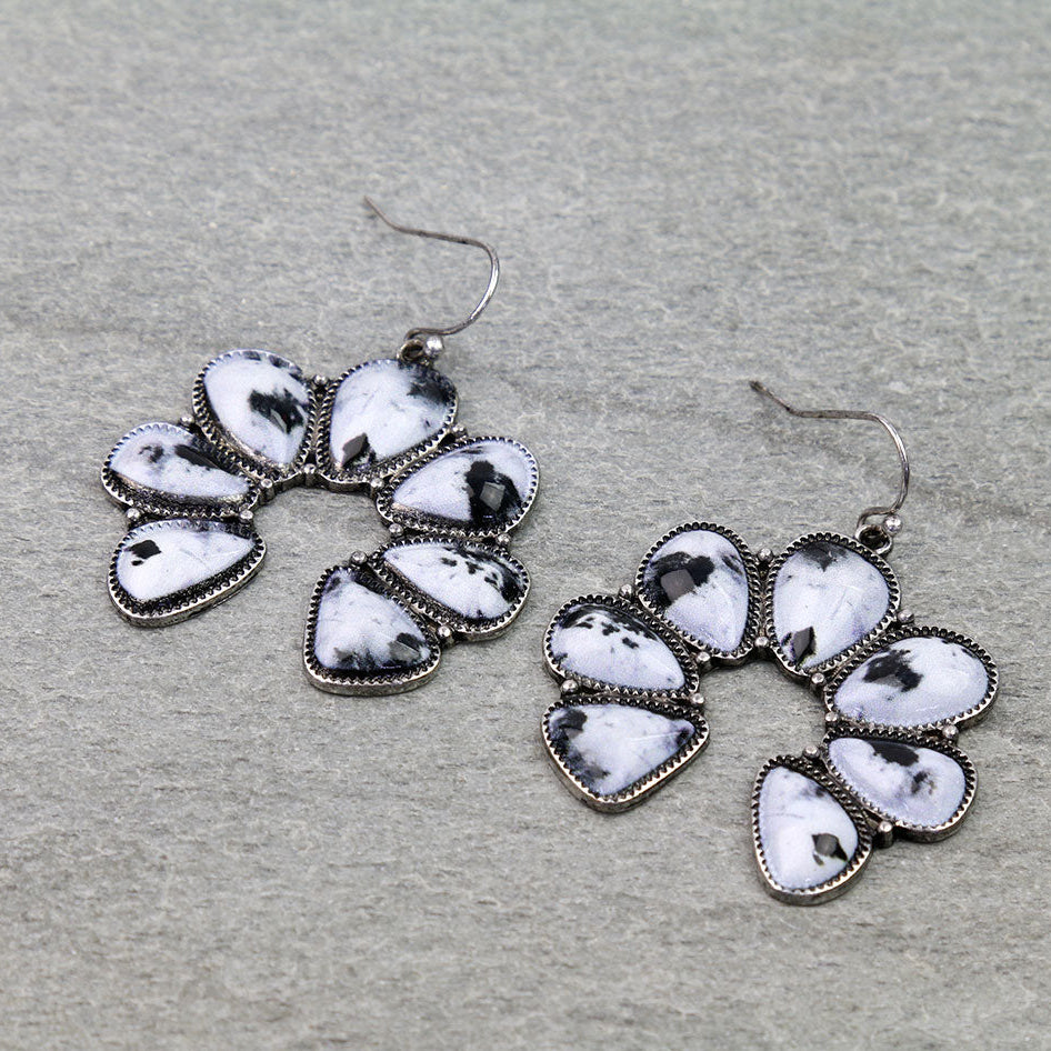Western Squash Blossom Print Dangle Earrings
