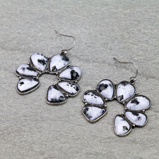 Western Squash Blossom Print Dangle Earrings