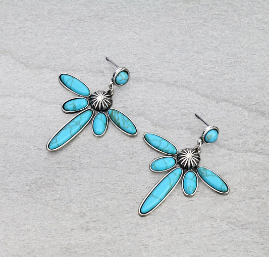 Western Thunderbird Shape Stone Stud Earrings