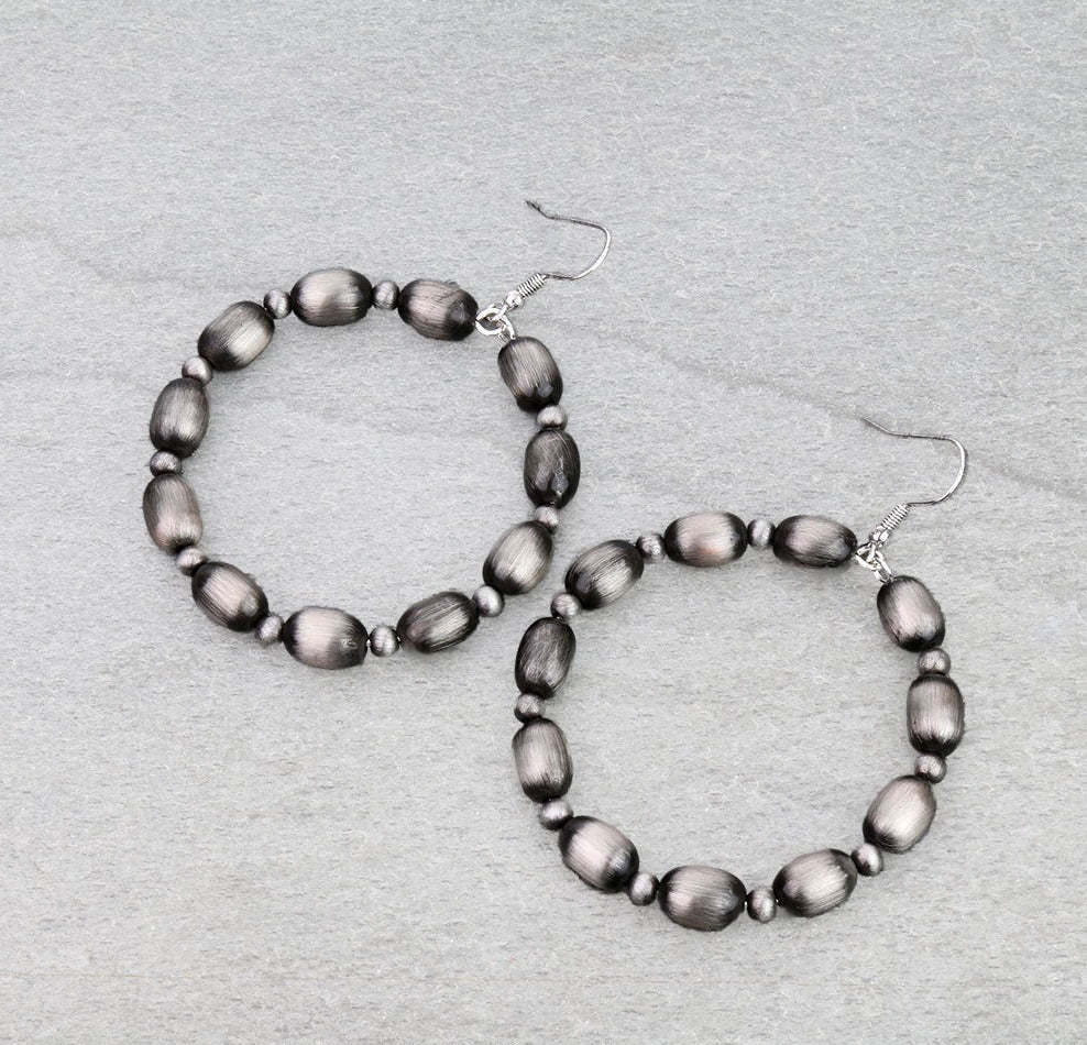 Navajo Style Pearl Round Dangle Earrings