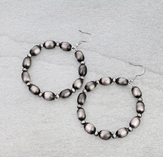 Navajo Style Pearl Round Dangle Earrings