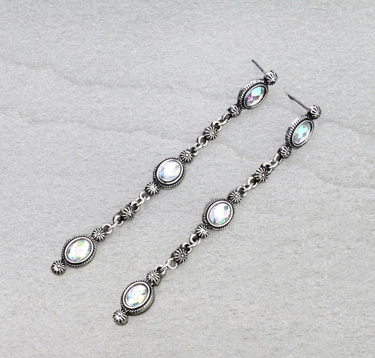 Western Concho Stone Drop Stud Earrings