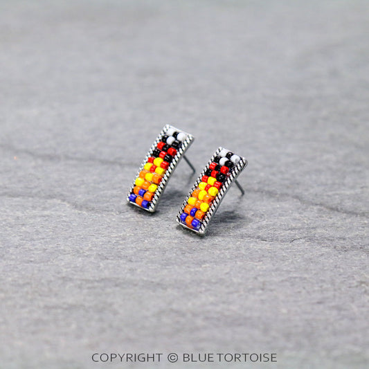 Western Seed Bead Rectangle Stud Earrings