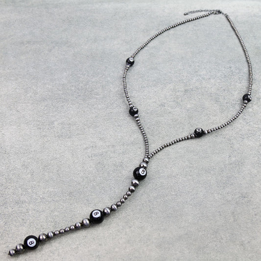 8 Ball Y Pearl Necklace