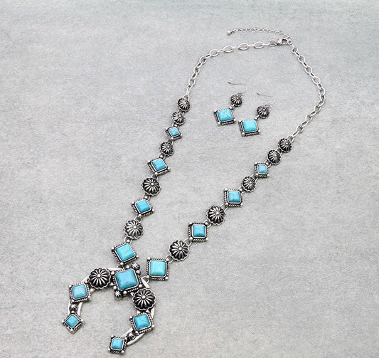 Western Squash Blossom Concho Necklace Set