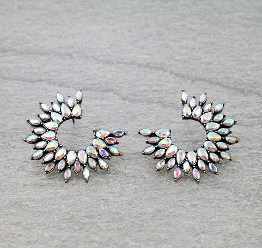 Western Sunflower Stone Stud Earrings