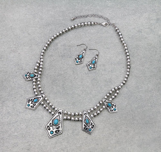 Western Aztec Statement Necklace Set