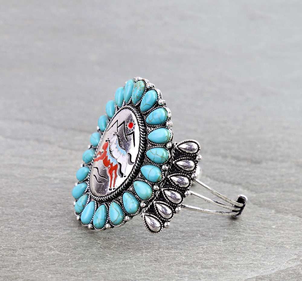 Western Horse Stone Cuff Bracelet