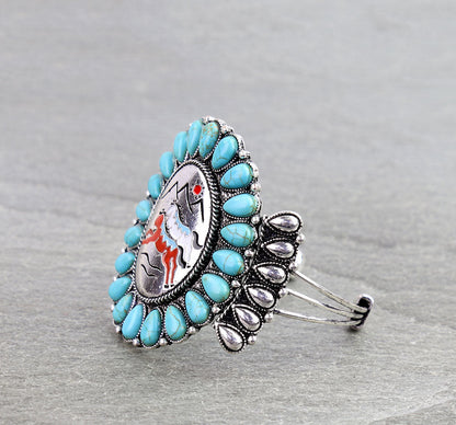 Western Horse Stone Cuff Bracelet