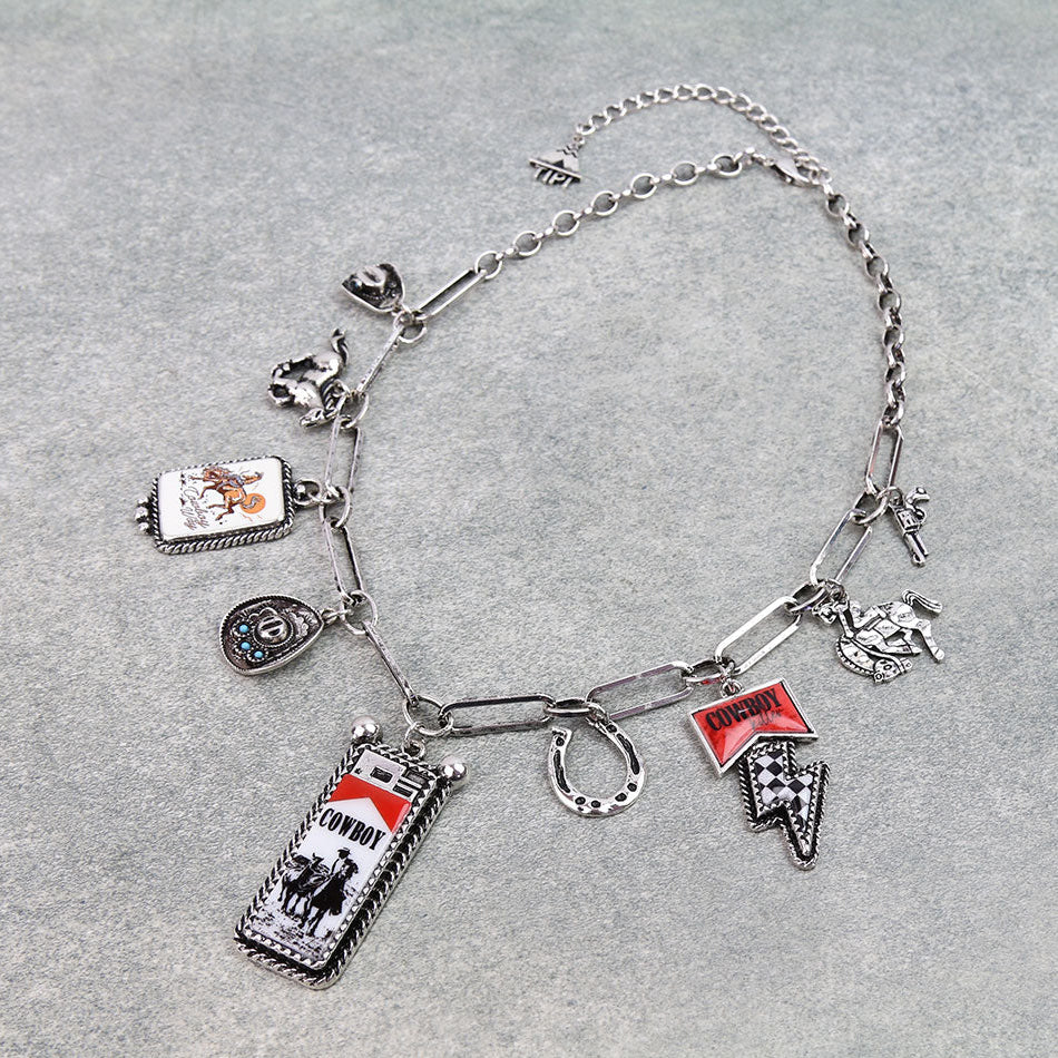 Western Cowboy Killer Theme Charm Necklace