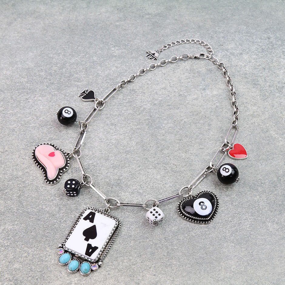 Western Casino Theme Charm Necklace