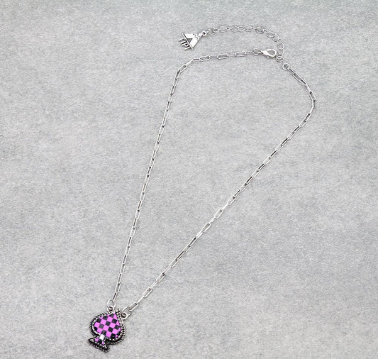 Checker Pattern Spade Necklace