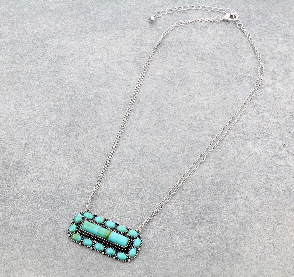 Western Style Stone Pendant Necklace