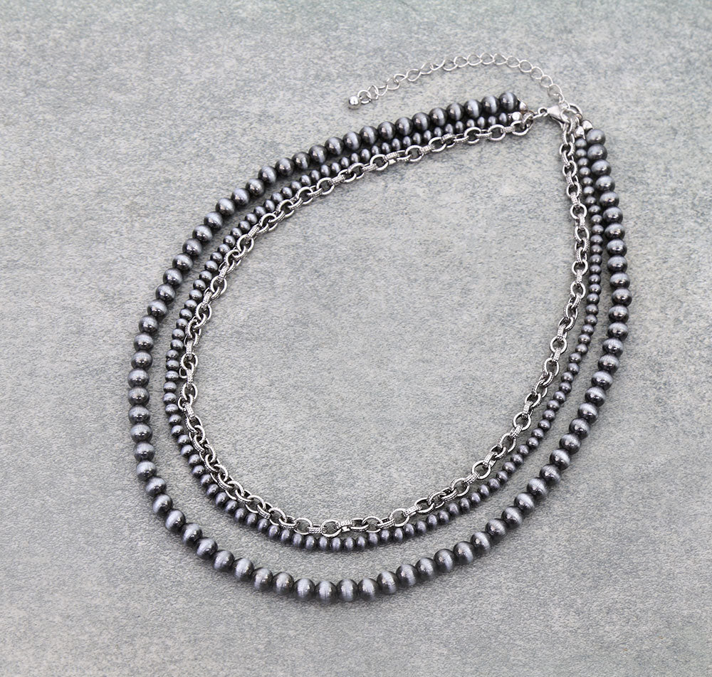 Style Pearl & Chain Multi-Strand Necklace
