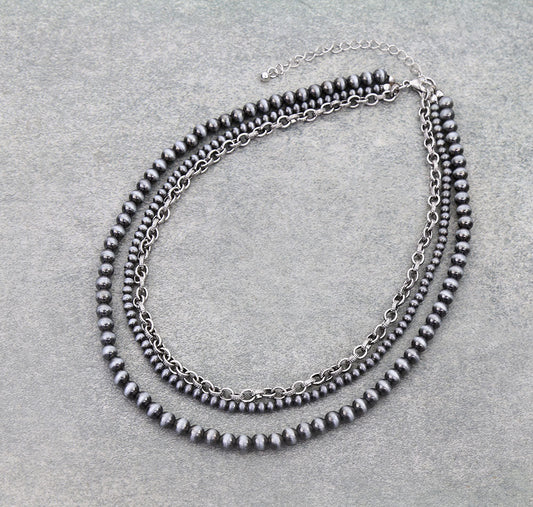Style Pearl & Chain Multi-Strand Necklace