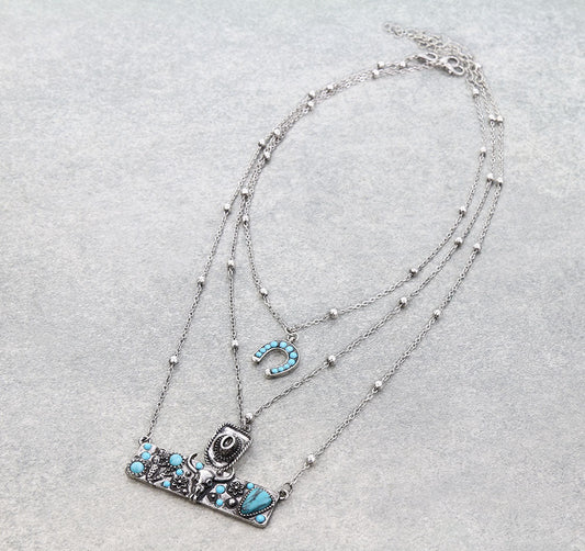 3 Layered Western Theme Necklace