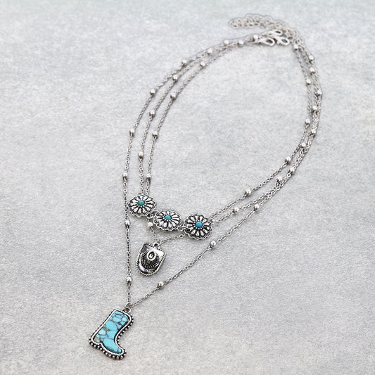 3 Layered Western Theme Necklace