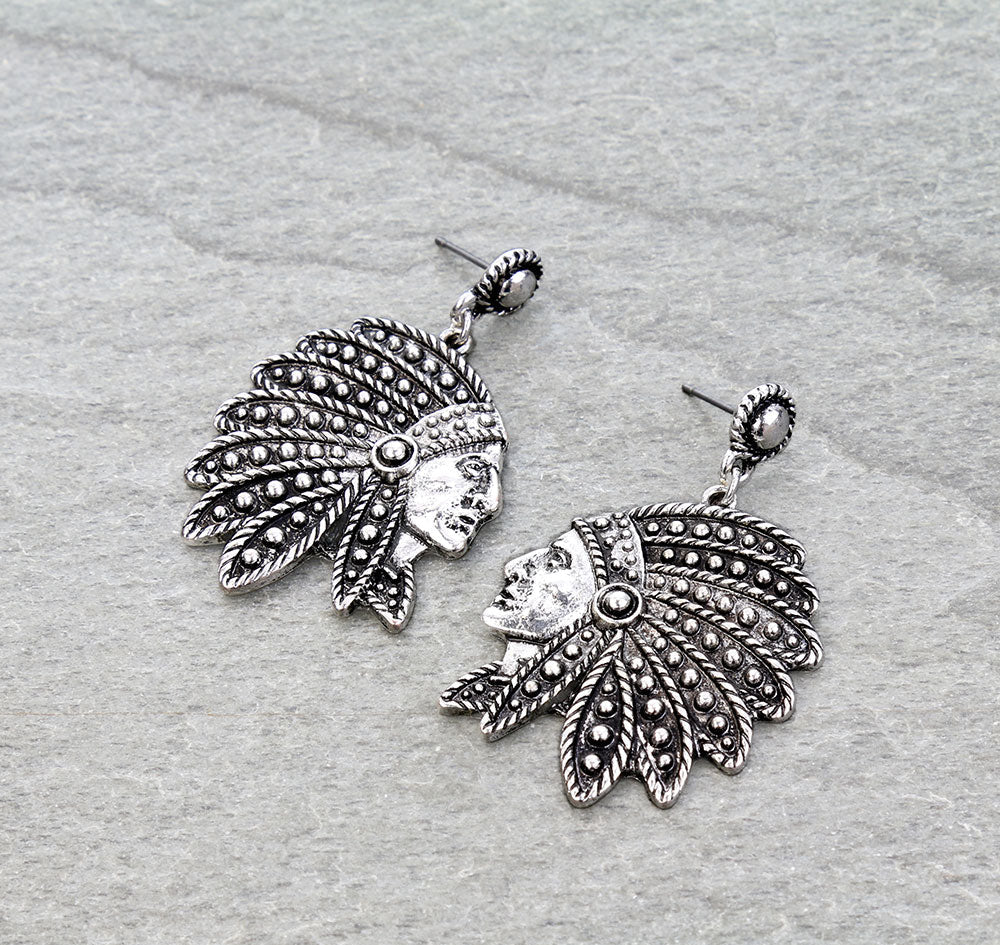 Western Ball TXR Indian Head Stud Earrings