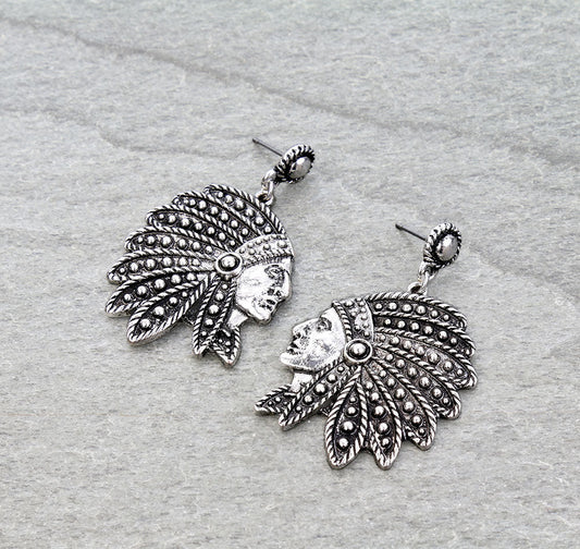 Western Ball TXR Indian Head Stud Earrings
