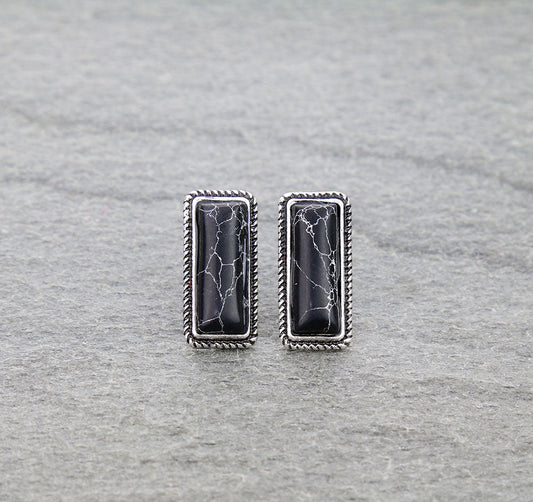Western Bar Stone Stud Earrings