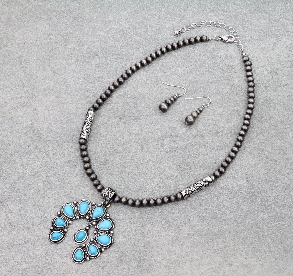 Western Squash Blossom Pendant Necklace Set