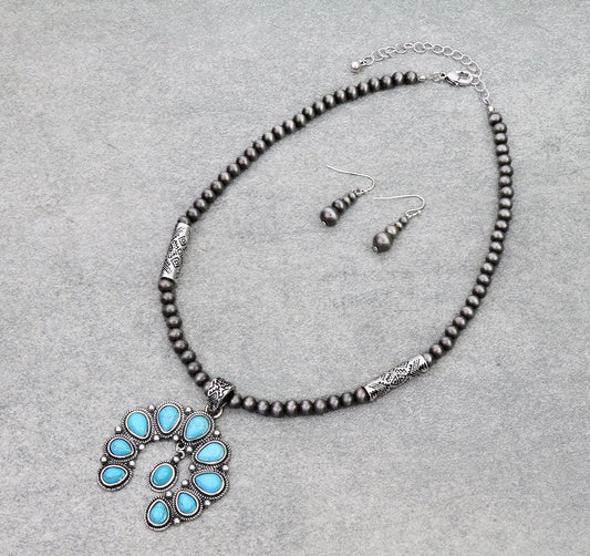 Western Squash Blossom Pendant Necklace Set